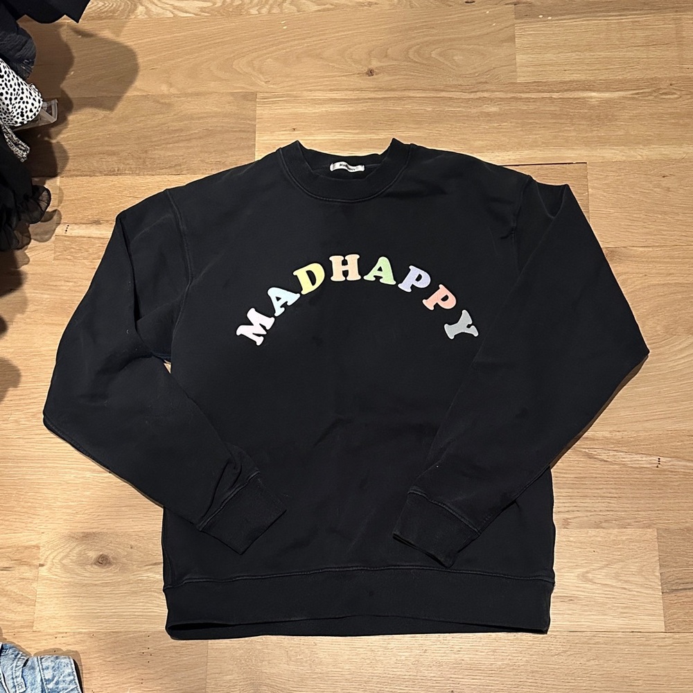 Madhappy Black Crewneck with Pastel Rainbow Logo